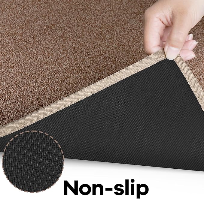 Door mat with Non Slip Rubber Backing, Washable Soft Floor Carpet for Kitchen, Hallway, Entryway Indoor, Bedroom, Laundry, Low Pile Area Rugs, Solid Color with Pointillism Style, 2 * 3 ft Brown