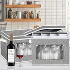 homyfort 2 Pack Stemware Storage Cases, Wine Glass Storage Box with Dividers, China Crystal Glass Storage Containers Organizer for 24 Glassware Moving and Protection (Grey)