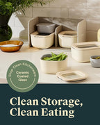 Caraway Mini Food Storage 9pc Set - Glass Storage Containers for Food - Non-Toxic Ceramic-Coated Glass - Air Release Technology - Compact & Stackable Design - Perracotta