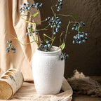 Ceramic Farmhouse Flower Vase, 8.2 Inch Terracotta Rustic Vase, Decorative Pottery Flower Vases for Living Room, Entryway, Table, Shelf Decor