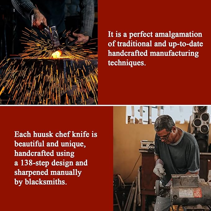 Huusk Meat Cleaver Knife, Hand Forged Butcher Knife for Meat Cutting, Full Tang Viking Knife with Sheath, Japanese Chef Knives for Kitchen, Outdoor Cooking, Camping, BBQ, Gift for Man and Women