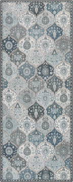 Lahome Moroccan Trellis Kitchen Runner Rug, 2x5 Washable Runners for Hallways Non Slip, Rubber Backing Ultra-Thin Vintage Carpet for Entryway Bedroom Bathroom, Blue