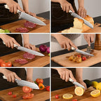 Knife Set, 14 Pieces Damascus Kitchen Knife Set with Block, ABS Ergonomic Handle for Chef Knife Set, Knife Sharpener and Kitchen Shears, Knife Block Set for Chopping, Slicing & Cutting
