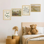 SIGNWIN Framed Poster Bathroom Decor 11"x14"x 4 Natural, Wall Art Room Decor Multicolor for Living Room, Bedroom, Office Autumn Spring Rustic Flower Landscape Classic Vintage Retro Illustrations