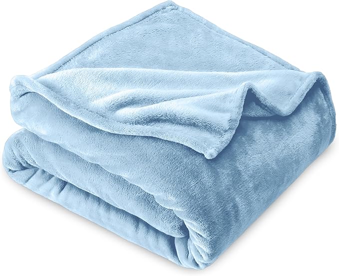 Bare Home Fleece Blanket - Kid Size - Ultra-Soft Lightweight for Bed, Sofa, and Couch - Luxury Microplush - Cozy Warm Blanket (Kid, Light Blue)