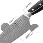 16-Piece Damascus Knife Set with Block - VG10 67-Layer Steel, Razor Sharp, Triple-Rivet Handles, 6 Steak Knives, Meat Fork, Sharpener & Scissors, Black