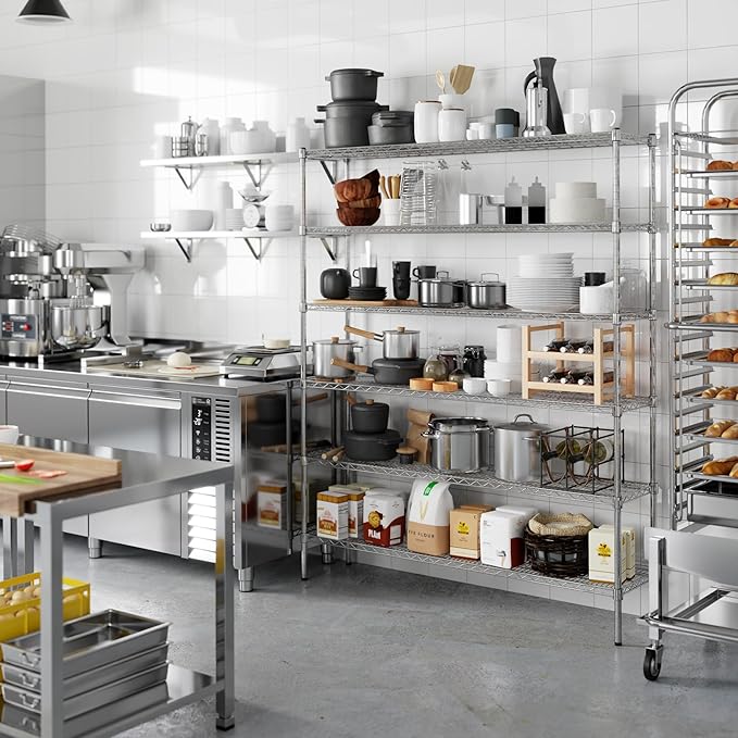 14" Deep x 60" Wide x 74" Height Wire Shelving Kit | 6-Tier | NSF Commercial Storage Rack Unit