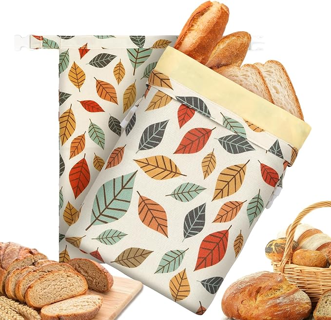 Beeswax Bread Bags for Homemade Bread,Reusable Beeswax Bags for Sourdough, 2 Pack Cotton Linen Food Storage Bag to Keep Fresh - Easy to Clean Organic Beeswax Bag Extra Large 17x12 in