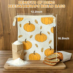 2 Pack Reusable Beeswax Bread Bag for Sourdough & Homemade Bread with Zipper– Beeswax Lined Bread Bags, Plastic-Free Sourdough Bread Storage, Autumn Pumpkin Design for Thanksgiving & Fall Baking