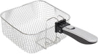 West Bend Deep Fryer with Adjustable Temperature Control Nonstick Basket Easy-View Window and Temperature Guide, Folding Handle and Locking Cover for Easy Storage, 3-Liter, Silver
