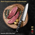 7 Inch Santoku Knife, Black Forged Japanese Chef Knife with AUS-8 Alloy Steel, Japanese Santoku Knife with Full Tang Pakkawood Handle, Christmas Gift with Premium Box (7 Inch Santoku Knife)