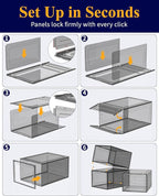 Kitsure Thicker & Sturdier Shoe Boxes - 12 Pack Black Clear Plastic Foldable Storage Organizer with Magnetic Door, Reinforced Heavy-Duty Design for Sneakers, Toiletries & Accessories, 13.2"x9.8"x7.3"
