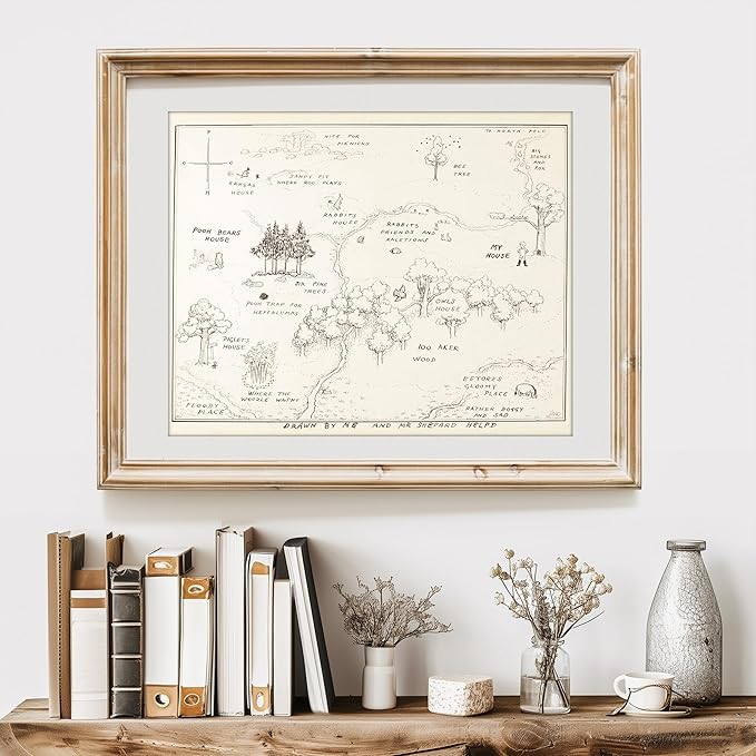 Winnie The Pooh Hundred Acre Wood Map - 11x14 Art Print (Unframed) | Neutral Nursery Decor | Kids Bedroom Wall Decor | A. A. Milne | Boys Room or Girls Room Artwork | Vintage Original Drawing