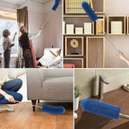 Microfiber Feather Duster with Extendable Pole, 100 inches Extra Long Cobweb Duster for Cleaning, Bendable Head, Non-Scratch, Washable Duster for Ceiling, Fan, Furniture Blue