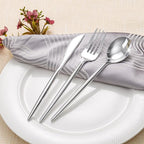 Rubtlamp 90Pcs Silver Plastic Silverware, Silver Plastic Utensils, Plastic Cutlery Include 30 Knives, 30 Forks and 30 Spoons, Silverware Heavy Duty For Party, Wedding