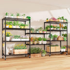 PrimeZone 2 Pack 5 Tier Wire Shelving Rack Storage Shelves with Wheels,Adjustable Rolling Heavy Duty Metal Shelving Unit,Utility Shelf for Kitchen Garage Closet Pantry Laundry 36" W x 14" D x 74" H