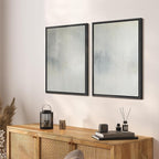 SIGNFORD Framed Canvas Print Wall Art Set Soft Gray and Blue Abstract Neutral Illustration Modern Art Decorative Nordic Nature for Living Room, Bedroom, Office - 24"x36"x2 Black
