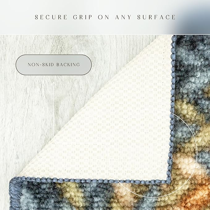 Maples Rugs Marion Bohemian Braided Design Print Area Rug – Made in USA – Low Pile, Non Slip Pet-Friendly Mat for Bedroom, Office, Living & Dining Room, 5' x 7', Multi-Color