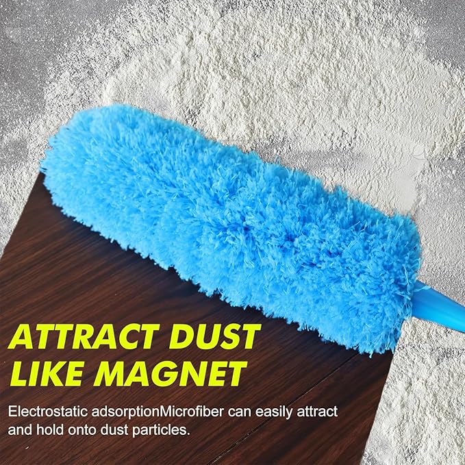 Rainbow Static Duster 24inch Reusable Microfiber Electrostatic Dusters with 2 Beandable and Washable Duster Head for Cleaning Home, Office, Car
