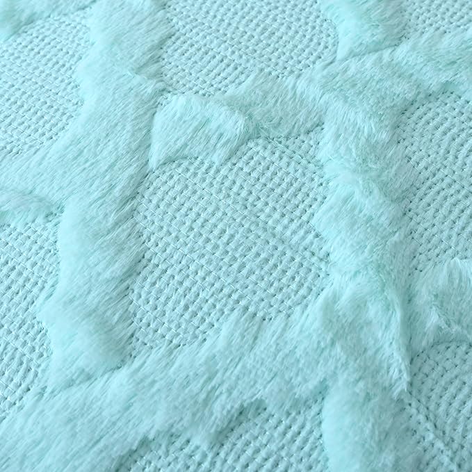 Set of 2 Soft Moroccan Throw Pillow Covers 18x18 Inch Plush Boho Decorative Pillow Cover Accent Cushion Case for Couch Sofa Bed, Light Aqua