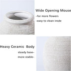 8 Inch White Ceramic Vase - Rustic Vintage Decorative Vase for Home - Farmhouse Pottery Vase for Flowers - Modern Vintage Dining Table Centerpiece， Lyeec Vases Set