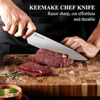 KEEMAKE Professional Chef Knife Set 2 Pieces - Kitchen Knives High Carbon Stainless Steel Ultra Sharp Blade & Ergonomic Pakkawood Handle, Perfect for Meat Cutting, Vegetable Chopping & Culinary Gifts