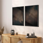SIGNFORD Framed Canvas Print Wall Art Set Moody Dark Abstract Earth Tones Illustration Modern Art Decorative Nordic Nature for Living Room, Bedroom, Office - 16"x24"x2 Black