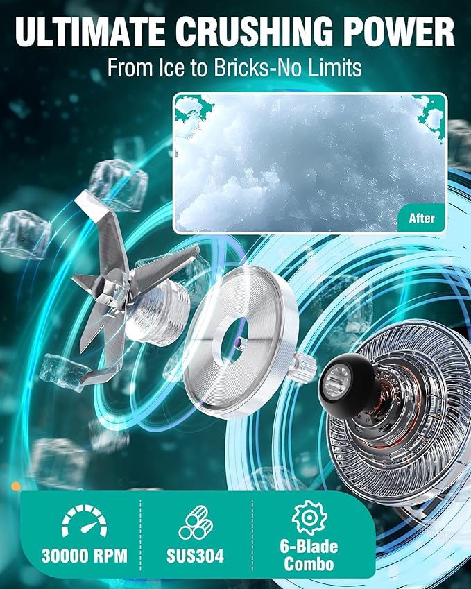 WantJoin Blender for Smoothies - 68oz Countertop Blender for Kitchen w/Powerful 1800W Copper Motor, 30000 RPM, 9 Speeds, Multi-Functional Smoothie Blender for Home & Commercial