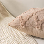 Set of 2 Soft Moroccan Throw Pillow Covers 18x18 Inch Plush Boho Decorative Pillow Cover Accent Cushion Case for Couch Sofa Bed, Light Brown