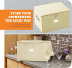 storageLAB Wine Glass Storage Containers, Hard Shell Organizer for Stemware and Glassware Sets, Stackable Wine Glass Storage Box with Dividers for Kitchen and Moving Supplies - 1 Pack, Cream