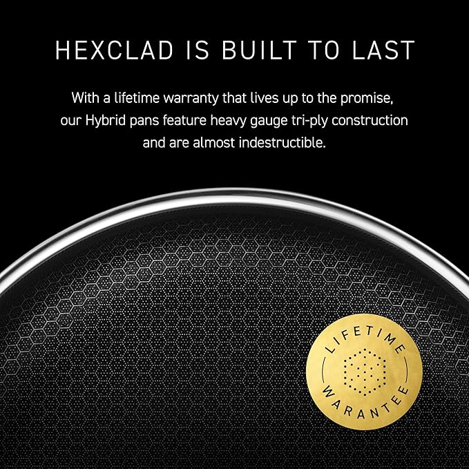 HexClad Hybrid Nonstick 6-Piece Fry Pan Set, 8, 10, and 12-Inch Frying Pans with Tempered Glass Lids, Stay-Cool Handles, Dishwasher-Friendly, Induction Ready, Compatible with All Cooktops