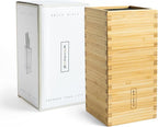 KAIZEN Bamboo Knife Block Without Knives - Perfectly Sized Universal Knife Holder for Knives, Scissors - Unique Knife Storage for Counter Top with Anti-Slip Base
