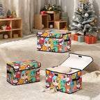 Stackable Clothes Storage Bins with Lids,Closet Organizers Fabric Cat Printing Box for Home and Office,Blanket Clothes Organizers,Under Bed Storage Containers 3 Pack.