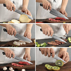 Damascus Kitchen Knife Sets, 9 Pieces Kitchen Knives Set with Block, ABS Ergonomic Handle for Chef Knife Set, Knife Sharpener and Kitchen Shears, Knife Block Set NF-D0603T-B