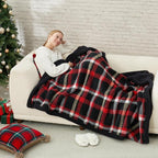 Cozy Bliss Luxury Sherpa Throw Blanket for Couch, Premium Reversible Buffalo Plaid Thick Throw, Warm Cozy Soft Blanket for Home and Gifts (Scotland Plaid Red, 50" x 60")