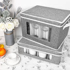 homyfort Mug Storage Box, China Storage Containers Organizer Hard Shell with Dividers for 12 Coffee Mugs, Tea Cup, Moving & Packing (Grey)