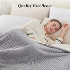 Westinghouse Electric Blanket Twin, Soft Ribbed Flannel to Sherpa Heated Blanket with 10 Heating Levels & 1-12 Hours Auto Shut Off, Fast Heating & Machine Washable, 62x84 Inch, Light Grey