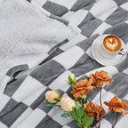 Heated Electric Blanketc Throw, 50X60 Heating Blanket with 10 Heat Level & 8 Hour Auto Off for Lap, Light Gray Checkered Plaid Sherpa Blankets Warmer Gift for Couch Grandma Women Adults Washable, ETL