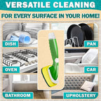 Dish Sponge with Handle – High-Density Absorbent Dish Washing Brush with Handle for Quick & Easy Dishwashing – Non-Scratched Cellulose, Leak-Proof Design for No-Mess Soap Application & Comfortable Use