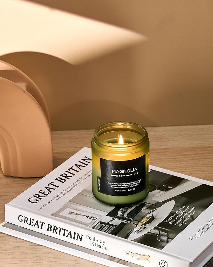 M&SENSE Magnolia Jasmine Scented Candle, 7.05oz 50 Hours Long Lasting Clean Non Toxic All Natural Soy Wax Candle for Relaxing & Stress Relief, 2 Wick Spring Fragrance Gifts for Home Decor