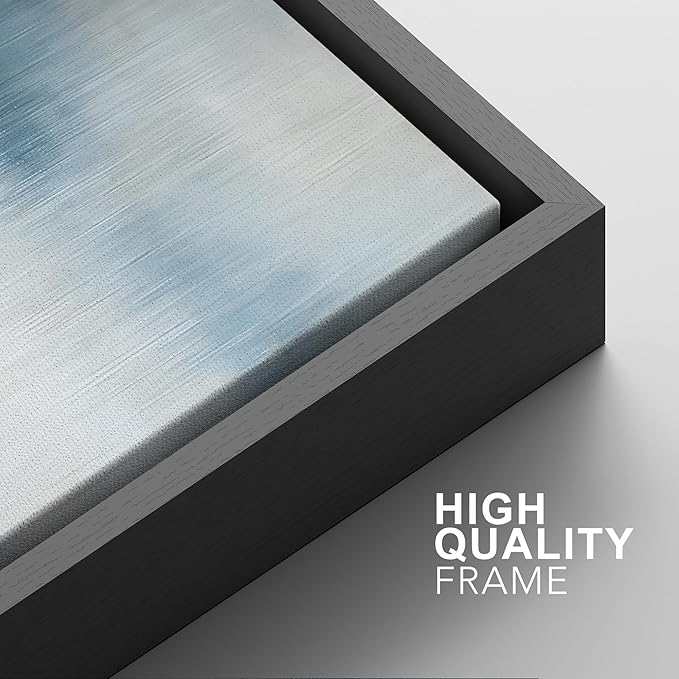 SIGNFORD Framed Canvas Print Wall Art Set Blue and Beige Abstract Modern Neutral Vertical Illustration Modern Art Decorative Nordic Nature for Living Room, Bedroom, Office - 16"x24"x2 Black