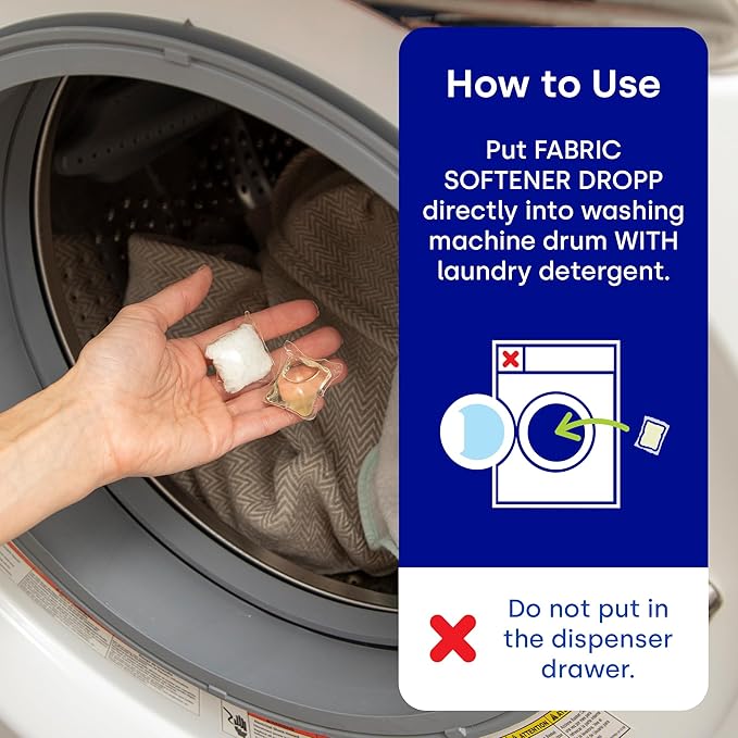 Dropps Laundry Fabric Softener Pods, Lavender Meadow (32 Pods) - Laundry Additive for Softening & Protection - HE Compatible Mineral Based Ingredients Laundry Supplies