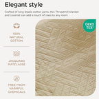 Threadmill Luxury Cotton Blankets for Queen Size Bed | All-Season 100% Cotton Queen Size Blanket | Criss Cross Jacquard Cozy Lightweight, Soft Breathable Coverlet fits Full Size Bed, 90x92 | Beige