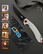CJRB Folding Pocket Knife with AR-RPM9 Steel Blade and G10 Handle for Men Outdoor, Camping Gobi(J1906B) Natural Green
