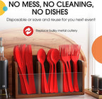 Party Solids Red Plastic Knives 200 Pieces Red Knives Disposable Utensils Heavy Duty Plastic Cutlery Set Disposable Cutlery Sets Flatware Sets Silverware Set Party Supplies & Party Tableware