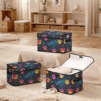 Stackable Clothes Storage Bins with Lids,Closet Organizers Fabric Printing Box for Home and Office,Blanket Clothes Organizers,Under Bed Storage Containers 3 Pack.