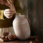 2024 Updated ALMA 9-in Tall Flower Vase Terracotta, Rustic Ceramic Vase for Pampas Grass|Farmhouse Decorative Vase in Boho Home Decor, Room, Shelf, Mantle Decor