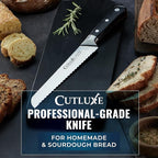 Cutluxe Bread Knife – 8" Serrated Bread Knife for Homemade Bread, Sourdough, Bagel – Razor Sharp High Carbon German Steel Blade for Slicing & Cutting – Ergonomic Handle – Artisan Series