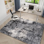 Rugcomf 4x6 Rug Washable Boho Soft Area Rug Abstract Pattern Non-Slip Faux Wool Vintage Rug for Living Room, Bedroom Rug, Farmhouse, Dining Room, Kids Playroom, Grey and Black