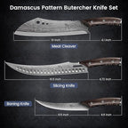 Butcher Knife Set, 3 PCS Kitchen Knives Set for Cutting, Meat Cleaver Chef Knife Set, Japanese Style High Carbon Steel Knives Set, Chopping & Slicing & Boning for Home and BBQ, Gift for Men